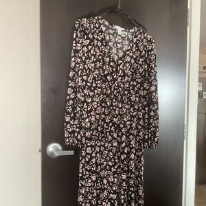 NWOT black and pink floral dress